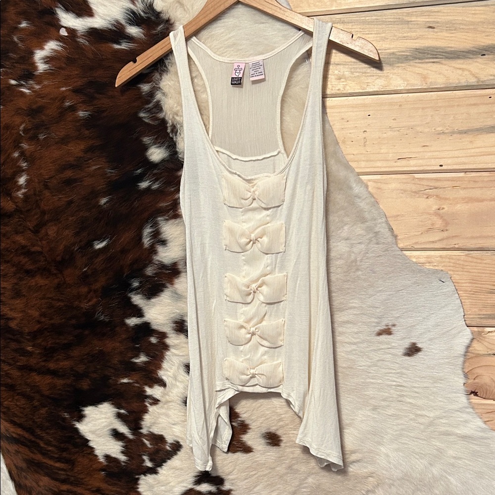 Love on a Hanger Cream Bow Detail Tank Top Size Small